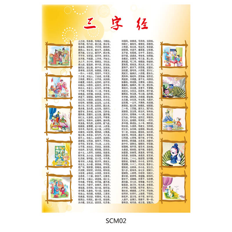 中华国学教育挂图 中国传统文化展板 宣传画海报 三字经贴画scm02