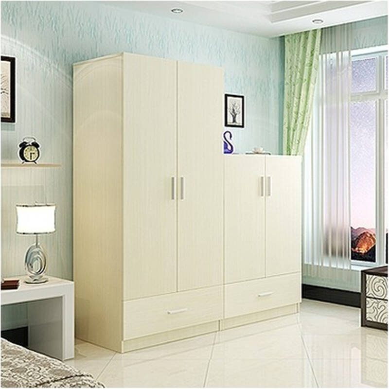 门高低组合柜带抽屉整体大储物成人板式衣柜 白枫色 180高*160长*45宽