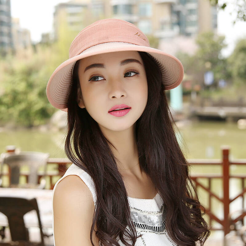迷人微笑帽子女春秋夏季女士遮阳帽草沿布帽防晒透气遮阳帽草帽度假空