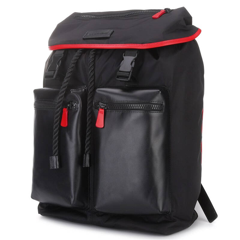 emporio armani 阿玛尼 男款黑色织物配皮双肩背包 y40059 y091v