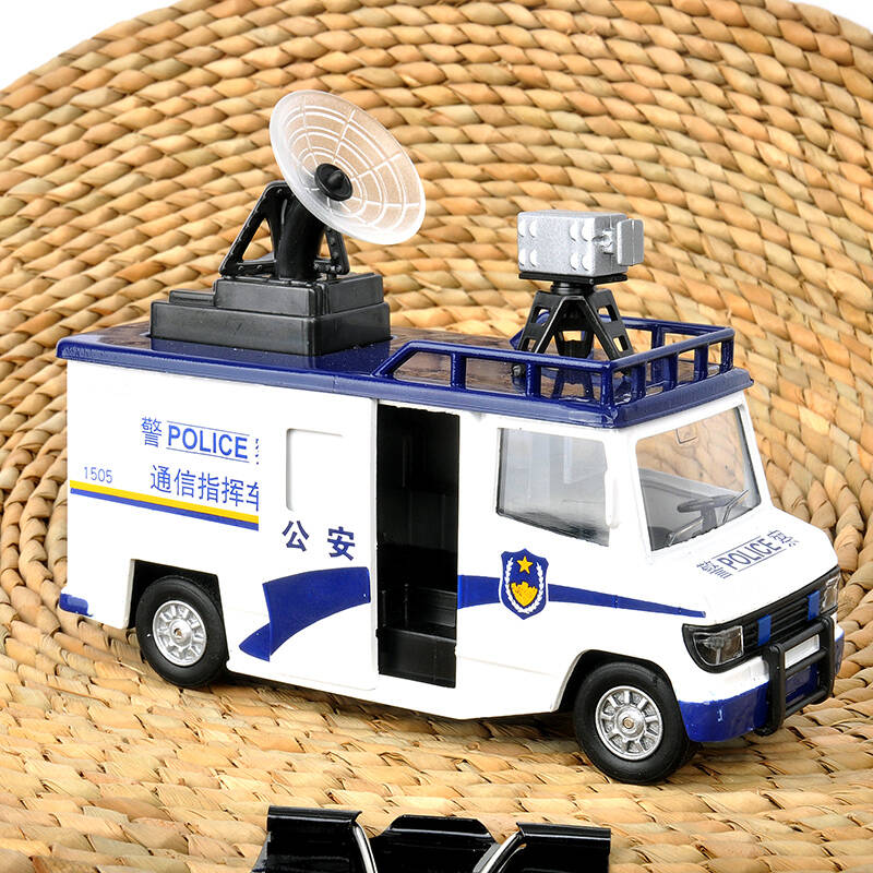 合金汽车模型回力声光玩具车 警察警车 通信指挥车
