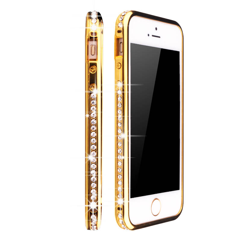 erte 手机壳iphone5保护套镶钻金属边框 适用于iphone5s/5 土豪金pg03