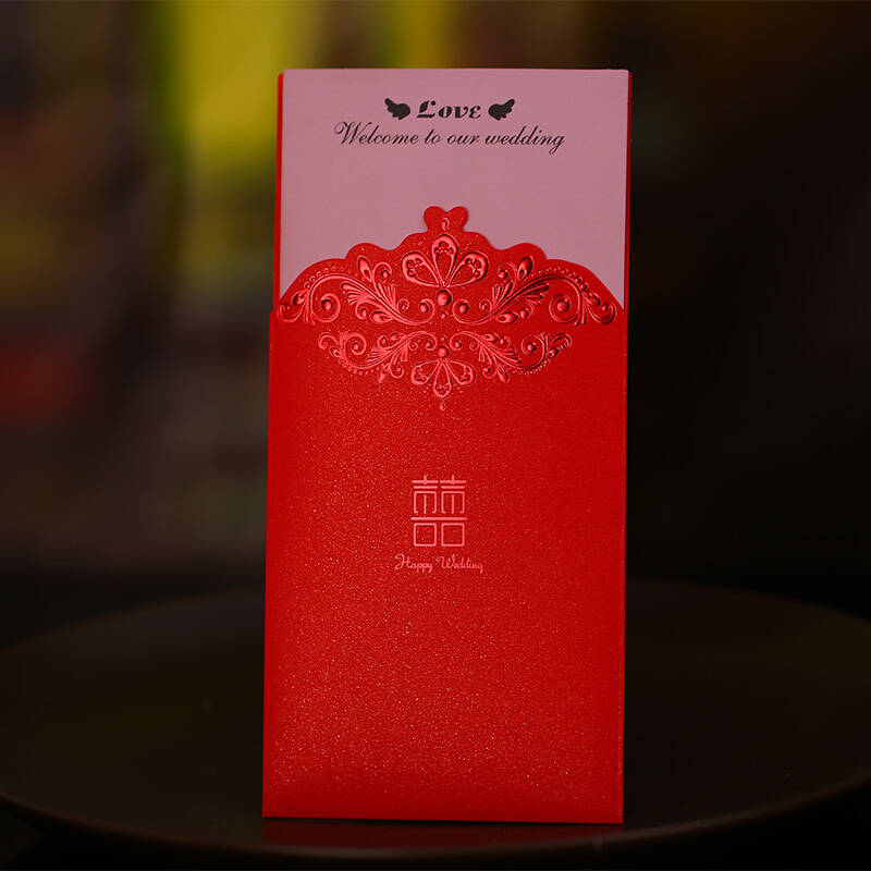 请柬结婚请帖 创意婚庆喜帖 婚礼邀请函 中式复古请柬可打印 皇冠红色