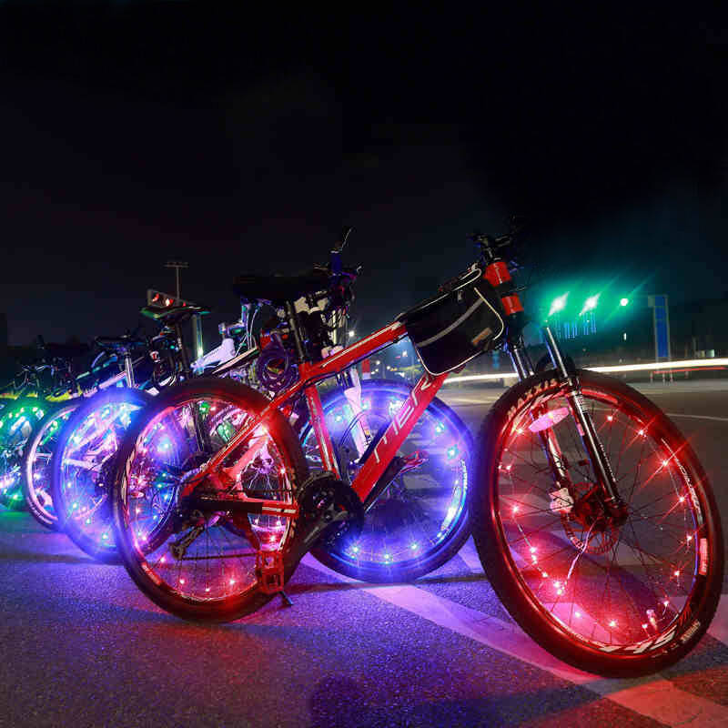 印象骑行自行车单车骑行风火轮灯五彩七彩led辐条钢丝