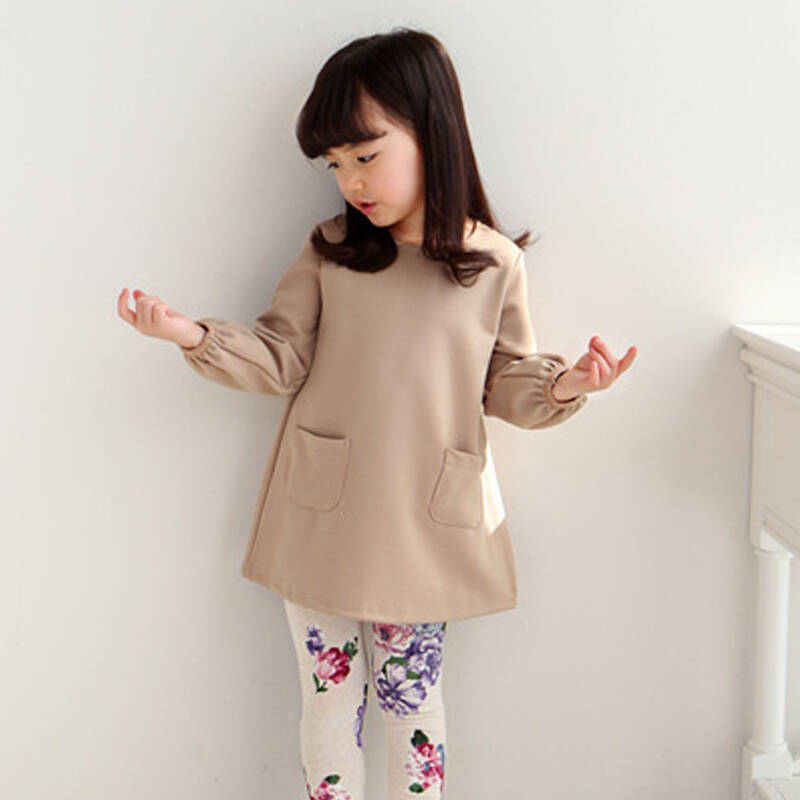 儿童裙子 2015新款女童简约风长袖连衣裙子潮 公主裙kkx 红色 140cm