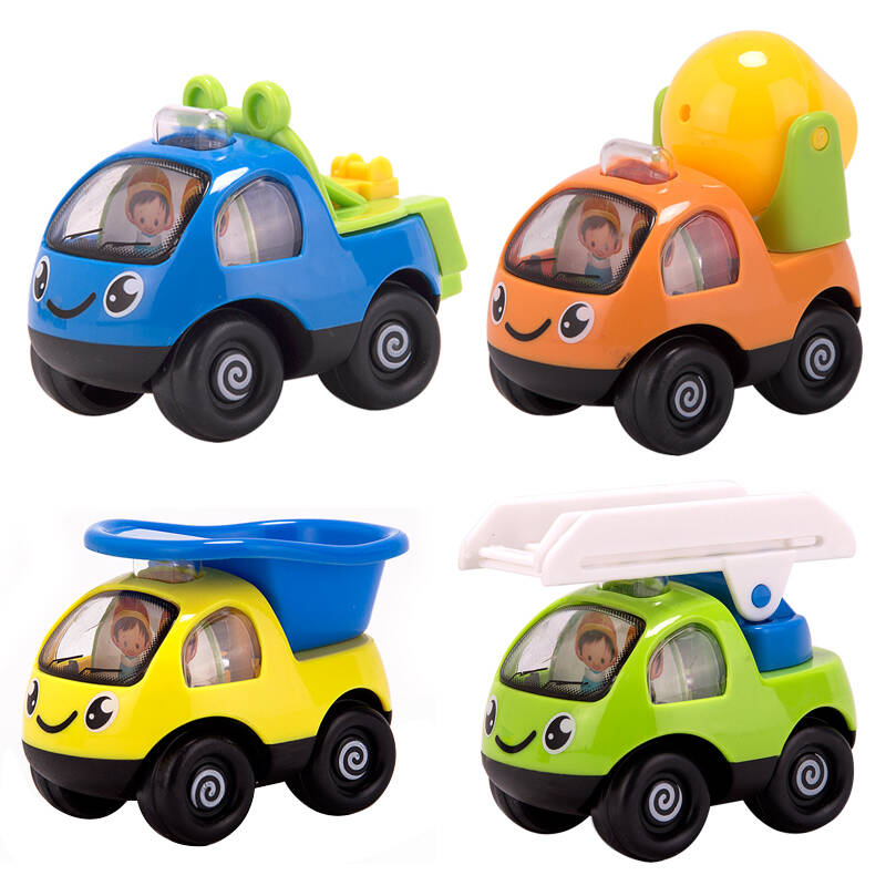 儿童玩具 迷你工程车队 回力车工程儿童益智玩具惯性小汽车 4只套装