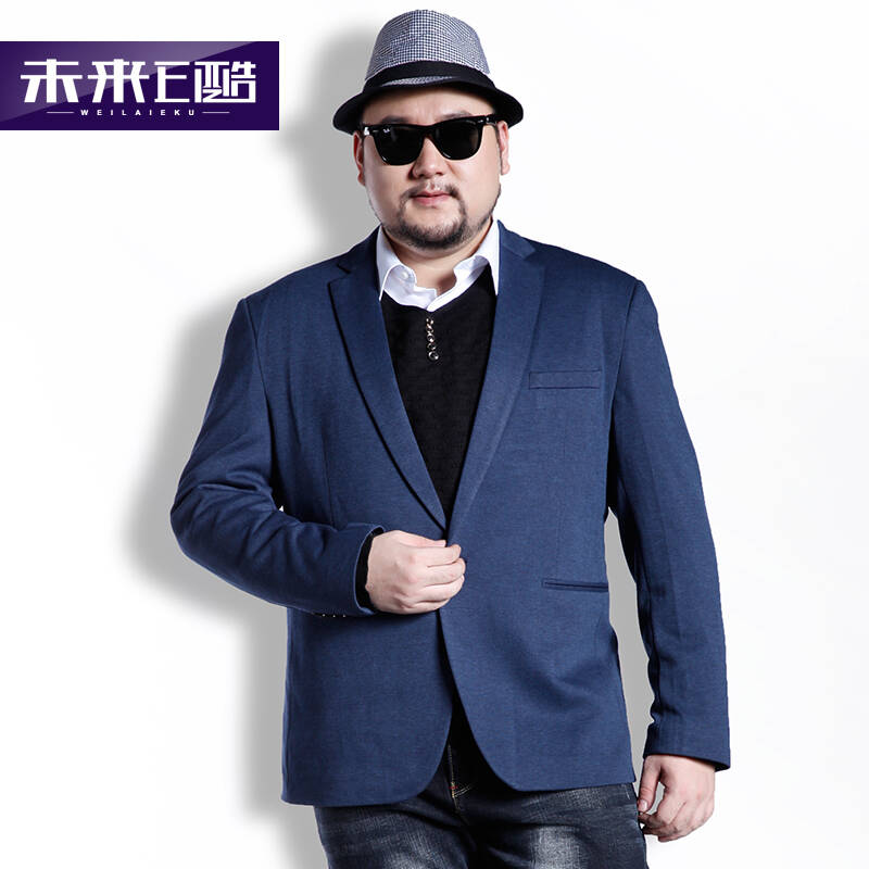 免烫潮胖子 男士 一粒扣大号商务休闲西装外套 黑色 2xl