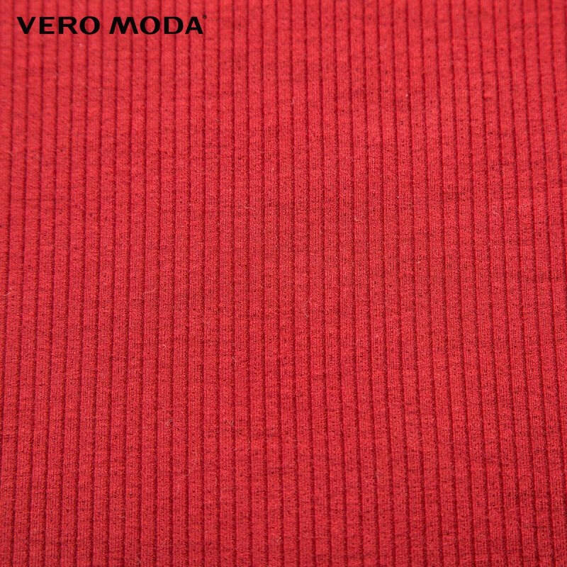 暂下架 vero moda纯色圆领露肩设计罗纹短袖t恤女316201090 073深红