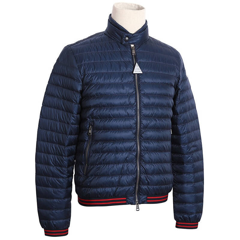 moncler 蒙口 男士藏青色尼龙时尚条纹拉链羽绒夹克外套 41867 99