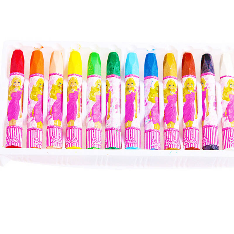芭比(barbie)蜡笔专柜正品油画棒中小学生12色彩色笔蜡笔 ba0701油画