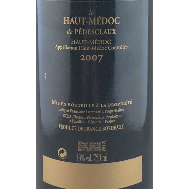 法国红酒 上梅多克百德诗歌干红葡萄酒 2007 750ml haut-medoc de