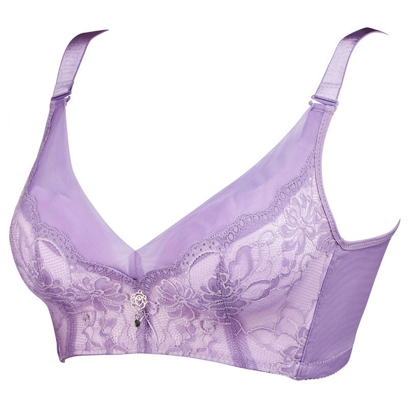 胸加厚聚拢睡眠乳罩女士奶罩调整型胸罩无钢圈文胸衣性感内衣 浅紫色