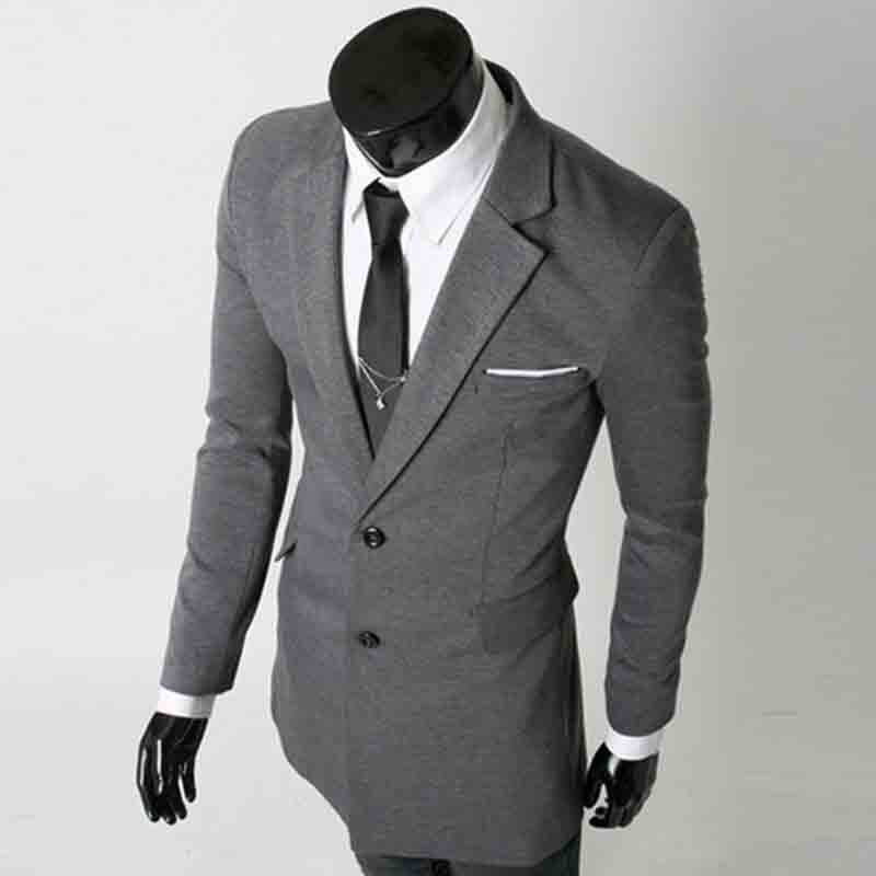 dnsji 秋冬季韩版中长款西服外套男士修身百搭休闲西装男1109-8936