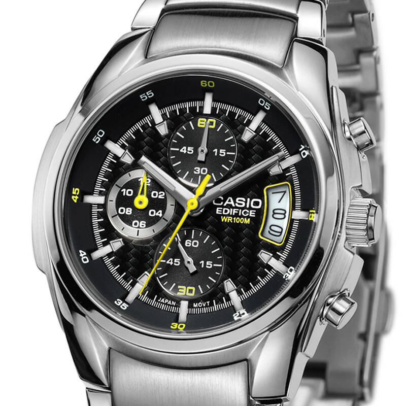 卡西欧(casio)男士手表 钢带防水腕表 黑盘钢带ef-512