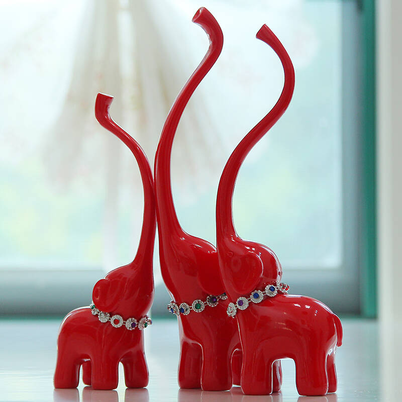 铜欣祥 欧式大象摆件工艺品创意时尚家居客厅办公室装饰品三只小象