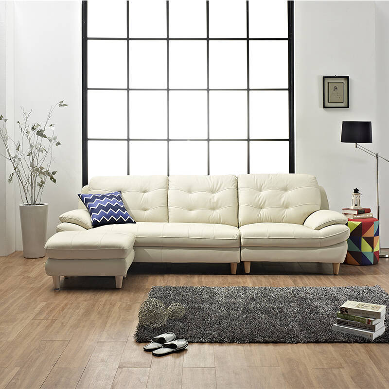 客厅艺术家 沙发 韩式真皮沙发组合 头层牛皮小户型客厅皮质沙发 米
