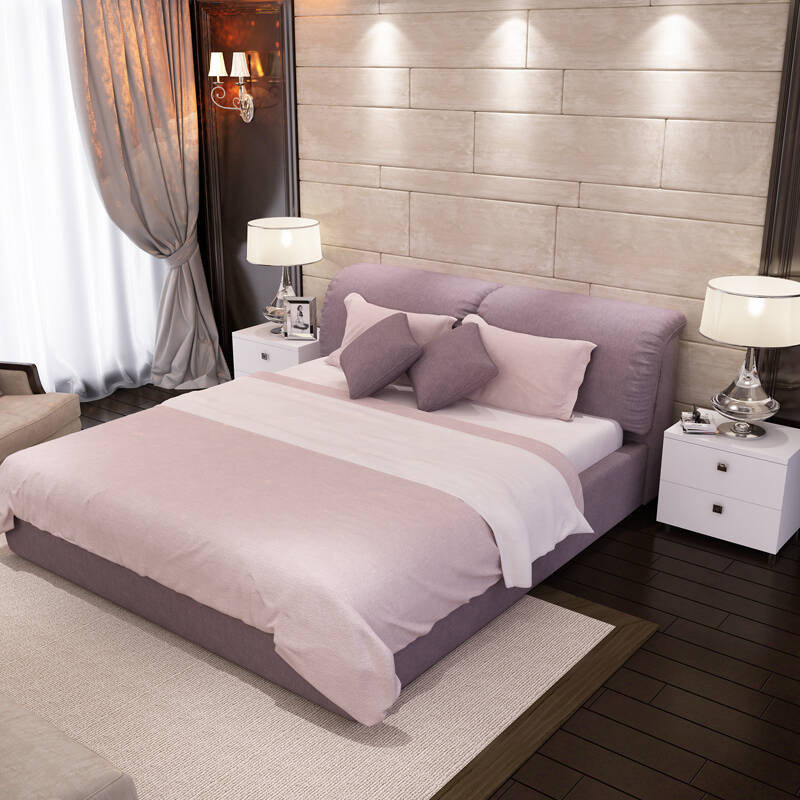 南方家私布艺床 可拆洗棉麻布床 1.5米 1.8米双人床可
