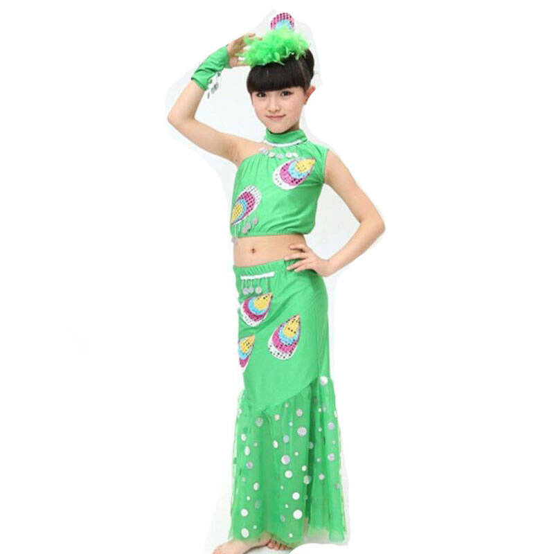 潮流儿童舞蹈服六一儿童演出服装女童少儿舞蹈裙傣族图片