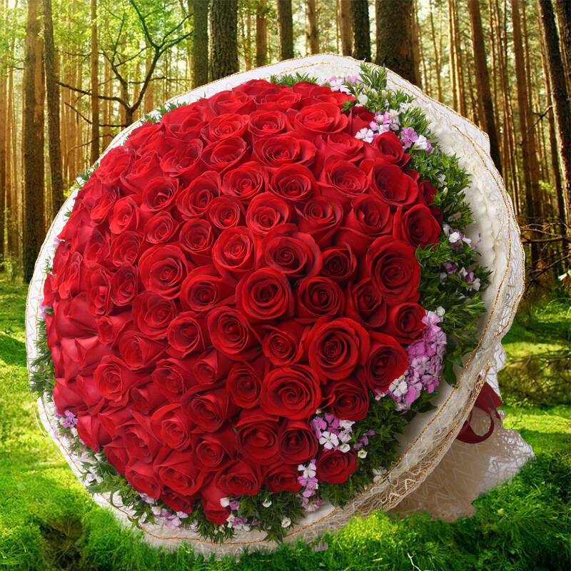 真爱99朵红玫瑰花束 生日鲜花速递北京送花女友情人节