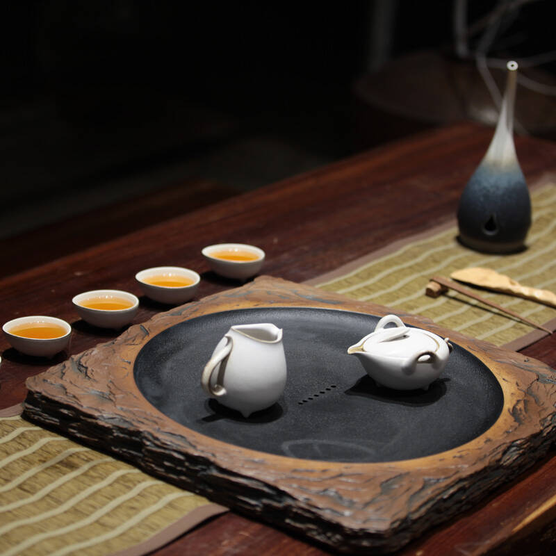 万仟堂 茶盘 排水 陶瓷 大号 加厚功夫茶具茶盘 茶盘