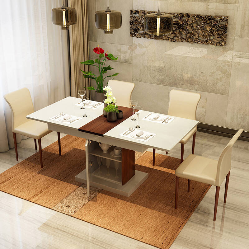 dreasylife 餐桌 小户型餐桌 现代简约长方形餐台 钢化玻璃 烤漆餐桌