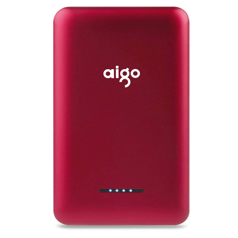 爱国者(aigo)移动电源 10000毫安充电宝s3便携轻薄迷你 lg电芯 红色
