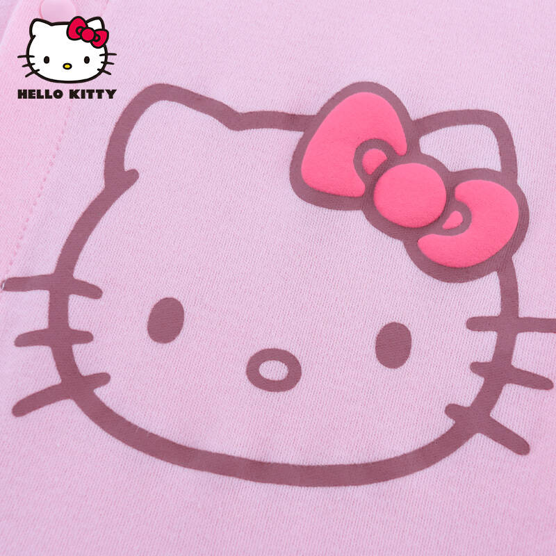 hellokitty/凯蒂猫 新生儿长袖前开哈衣女宝宝婴儿连体衣爬服春秋薄款