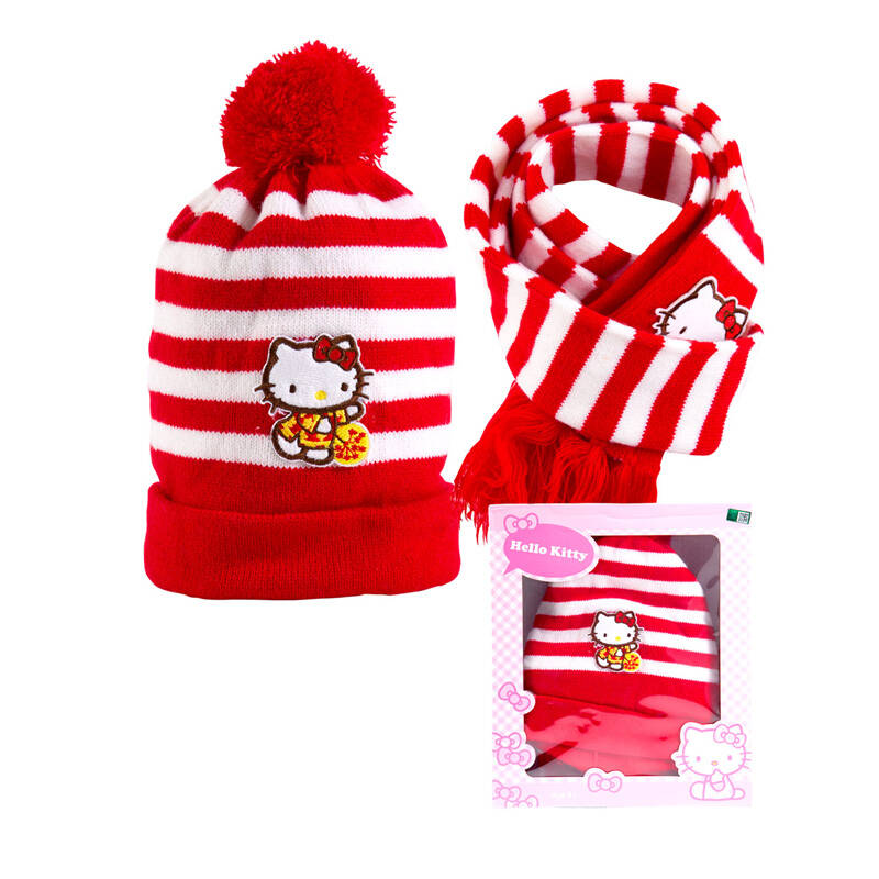 ELLO KITTY儿童帽子围巾女孩宝宝冬季保暖用