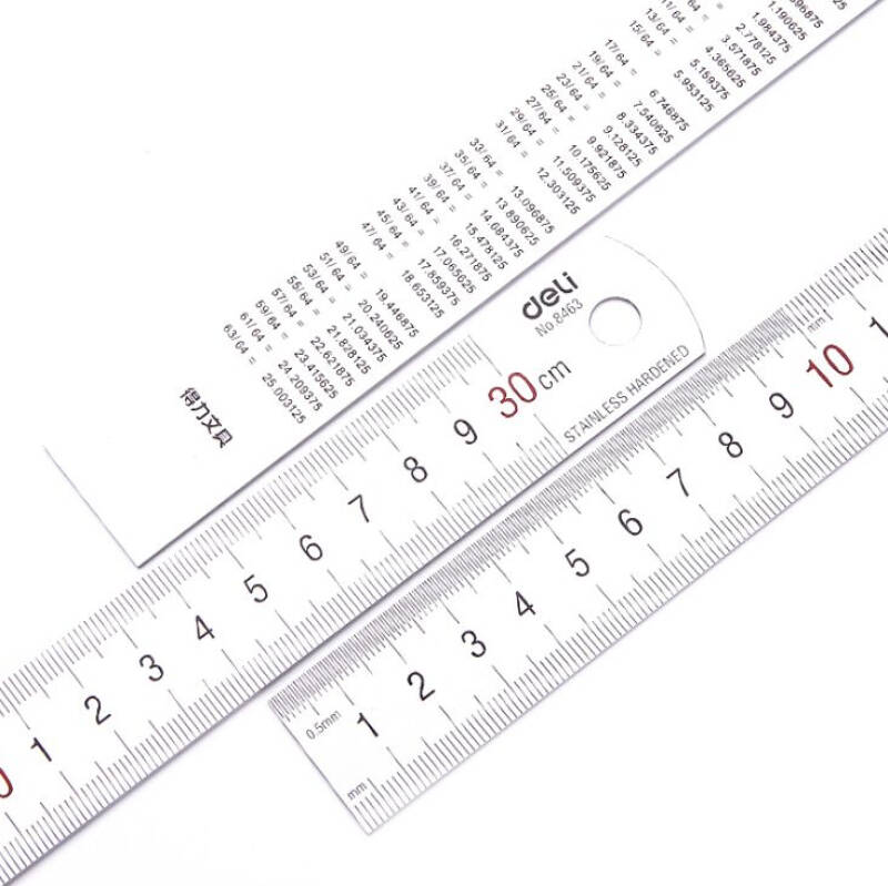 得力钢尺 15cm 20cm 30cm 50cm50厘米钢直尺 加厚 不锈钢尺子 绘图