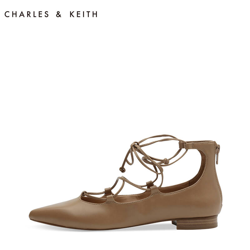 charles&keith单鞋ck1-70300311绑带尖头鞋 平底 女 驼色 38