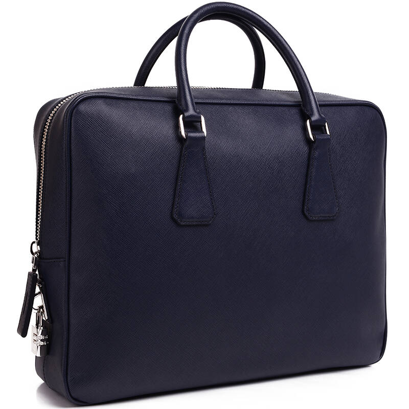 prada 普拉达 男款深蓝色皮革公文包 2ve305 9z2 f0216