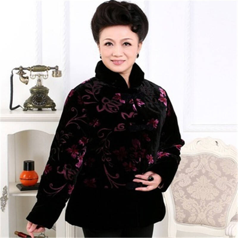 ilelin2015冬款金丝绒上衣冬装外套棉服装中老年人女装棉衣奶奶装棉袄