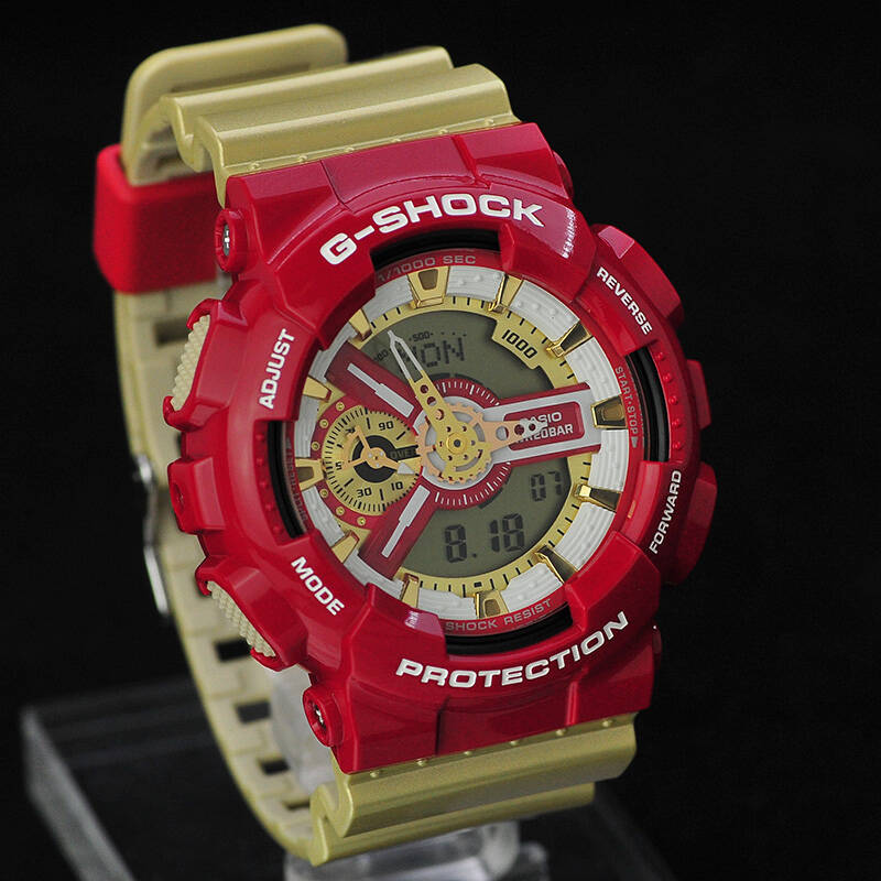 卡西欧(CASIO)手表 G-SHOCK系列GA-100CS\/110CS钢铁侠双显运动男表 GA-110CS-4APR - 京东
