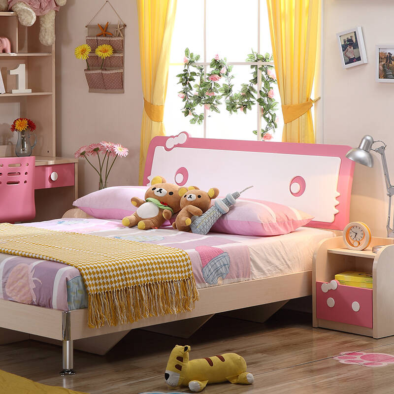 5米床粉红色儿童双人床床头柜106208 床 床头柜*1 1500*2000