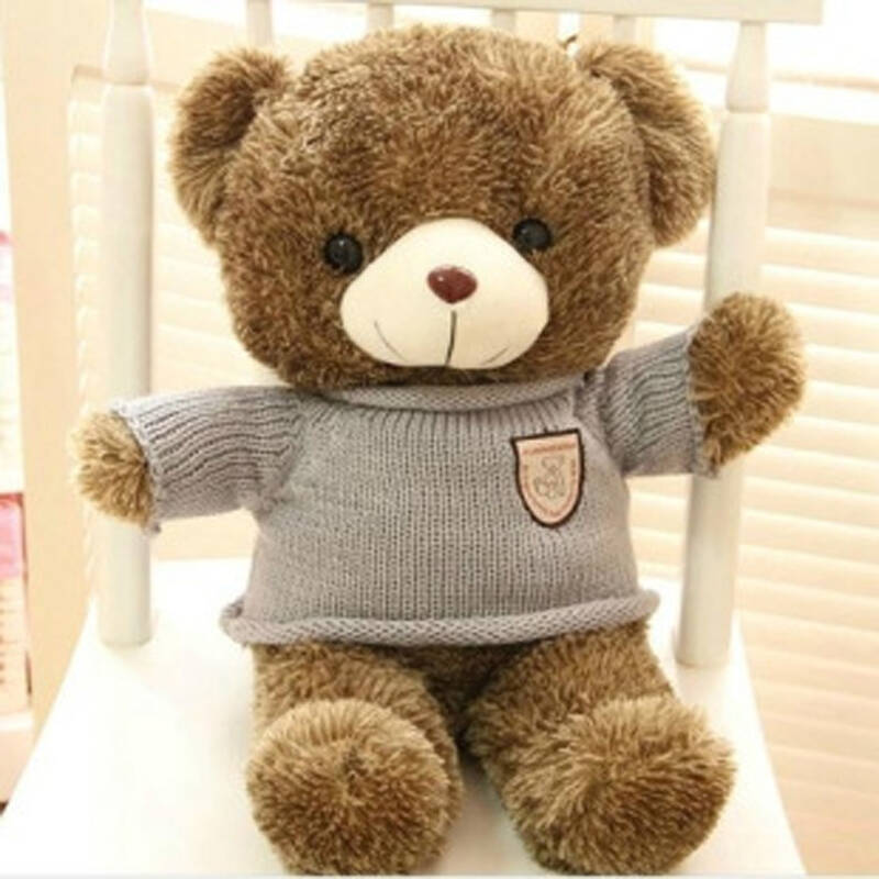 悠悠兔 毛衣泰迪熊 穿衣服刺猬熊毛绒玩具公仔 卡其色