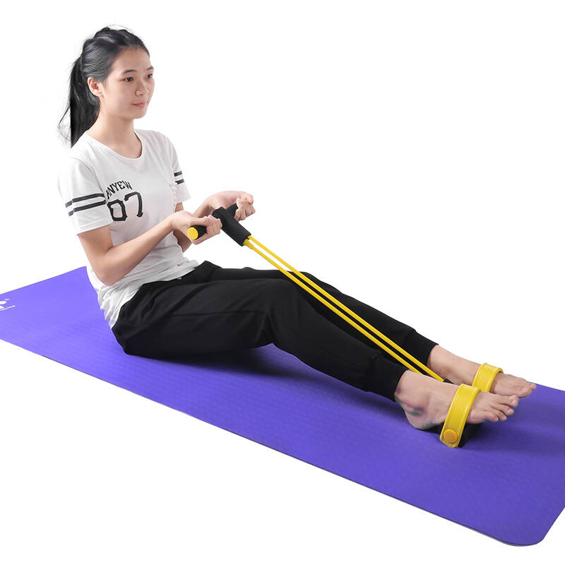 双牌 仰卧起坐器材健身家用弹力绳脚蹬拉力器拉力绳收腹肌训练器(黄色