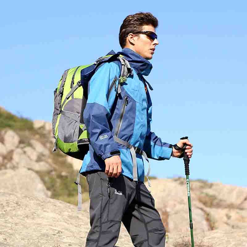 户外背包45l50l登山包双肩 男女旅游徒步背包旅行包 军绿色 50l送防雨