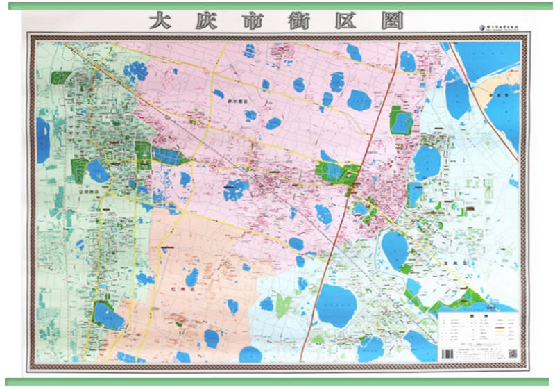 【官方正品】大庆市街区图 大庆市地图挂图 大庆城区图 覆膜挂杆挂图图片
