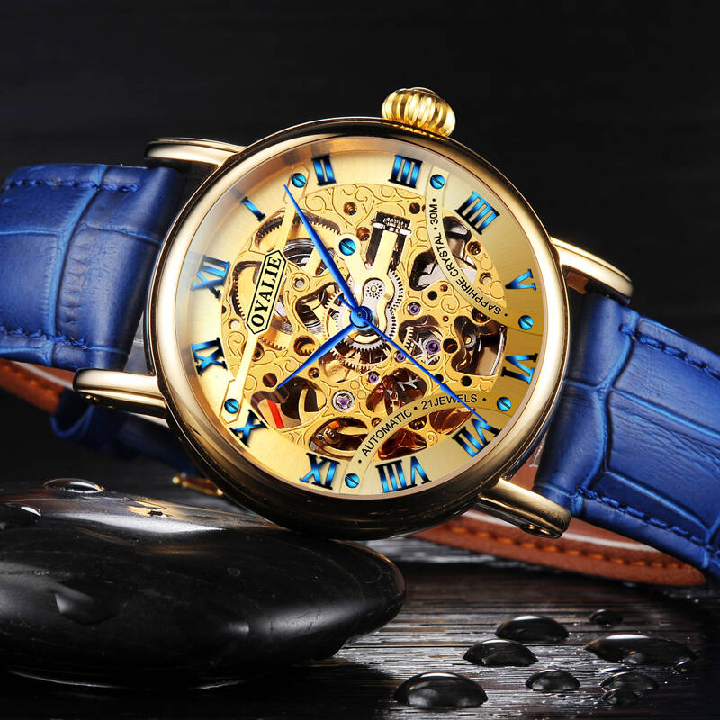 手表全自动机械表 镂空商务男士手表防水罗马数字时尚