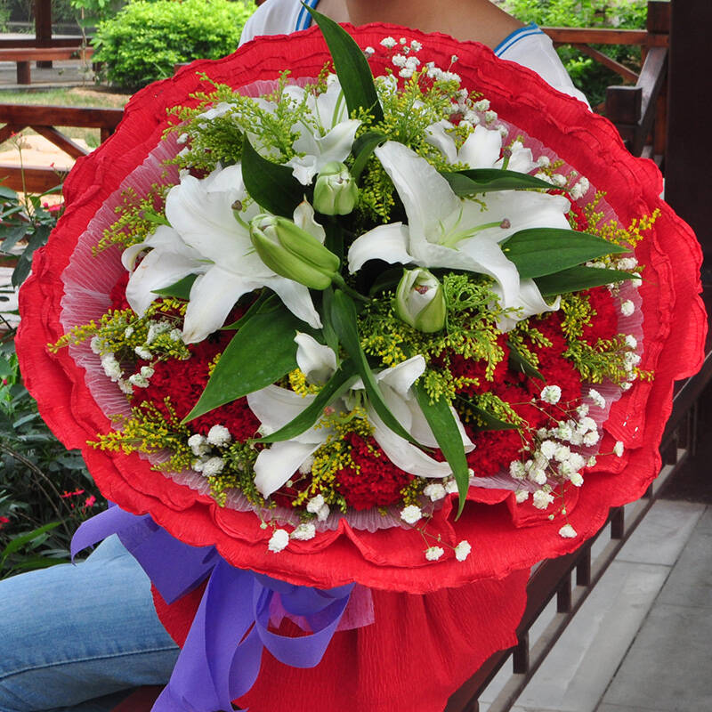 花满忆鲜花 康乃馨花束北京上海同城花店送花 生日鲜花送领导长辈花束