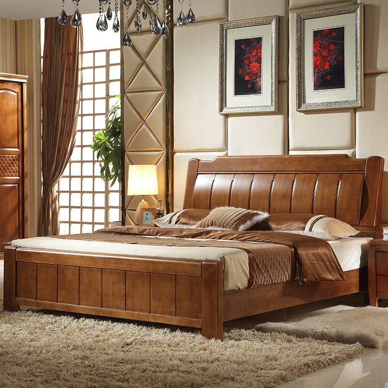 爱惟森 家具 全实木床1.8高档现代新中式橡胶木双人床