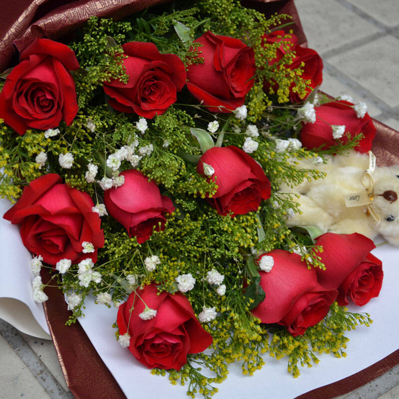 花美家11朵红玫瑰花束 鲜花速递全国 送女友生日鲜花新乡舟山慈溪南阳