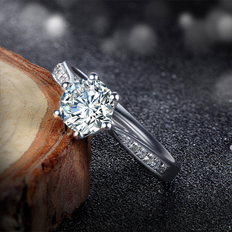 诗华珠宝白18k金求婚钻戒订结婚钻石戒指皇冠六爪钻戒女款 40分ij色