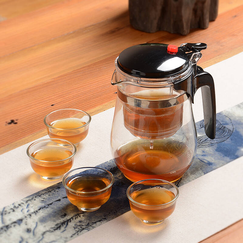 尚帝(shangdi)耐高温飘逸杯壶 可拆洗过滤玻璃泡茶器办公茶具 赠4个