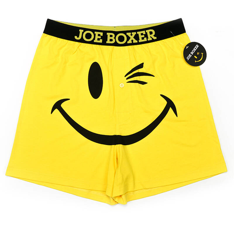 joe boxer 男士黄色舒棉笑脸经典图案家居裤平角内裤运动短裤 job-mjc