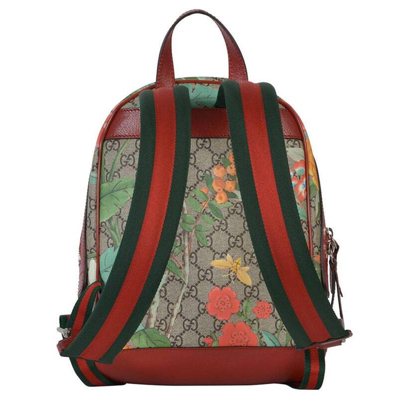 古驰(gucci)女士2016新品花卉蜂鸟gg印花pvc皮革双肩背包女包 427042图片