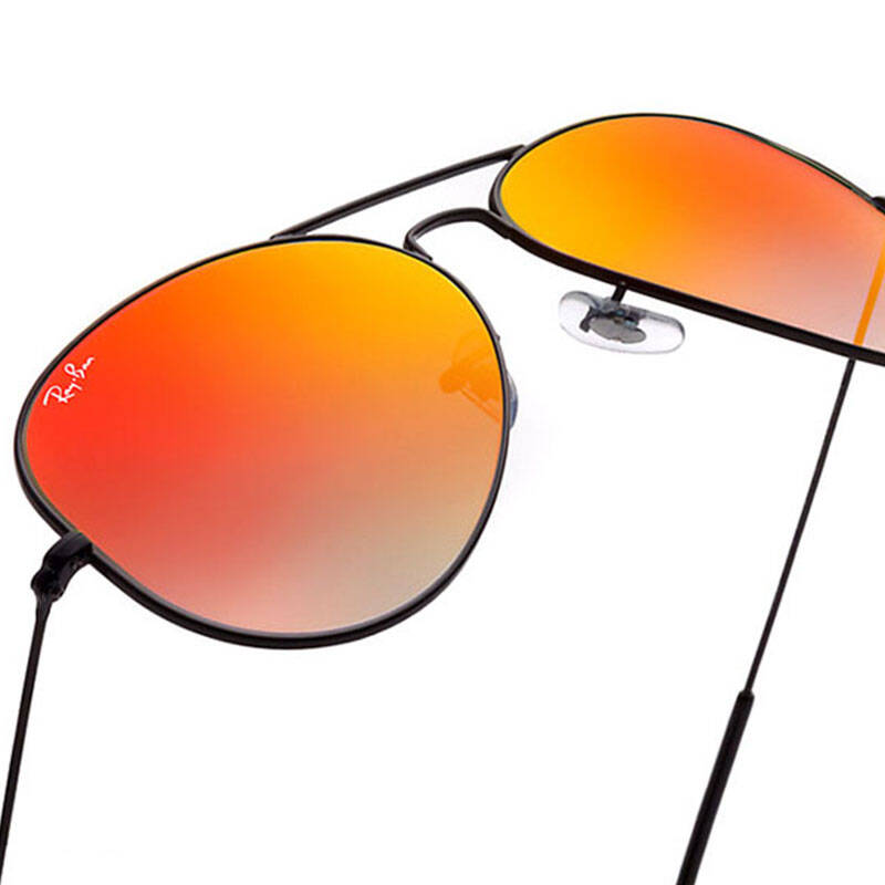 ray-ban 雷朋太阳镜飞行员系列男女款眼镜黑色镜框红色渐变镀膜镜片
