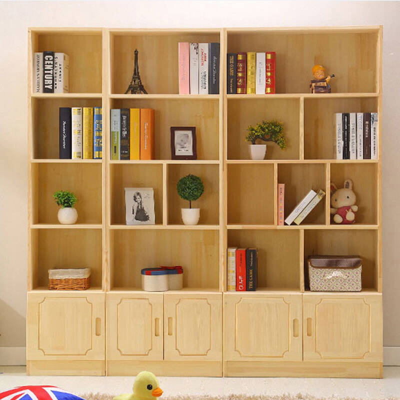 唯艺雅 实木书柜书架书橱 松木组合书柜 带门书房家具