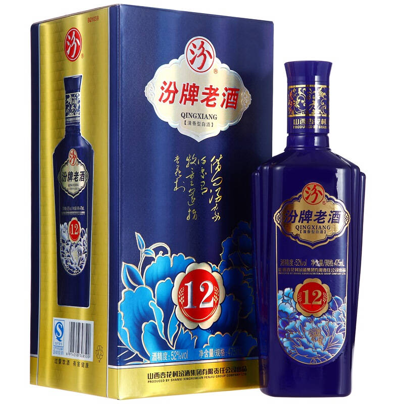 【京东超市】汾酒 汾牌老酒12陈酿(蓝瓶) 52度 475ml