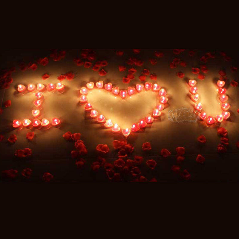 唯丽雅 婚庆生日 情人节 浪漫心形蜡烛浪漫爱心蜡烛玫瑰花瓣套餐创意